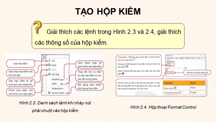 Giáo án điện tử chuyên đề Tin học ứng dụng 10 kết nối Bài 2: Tạo biểu mẫu khách hàng với hộp kiểm