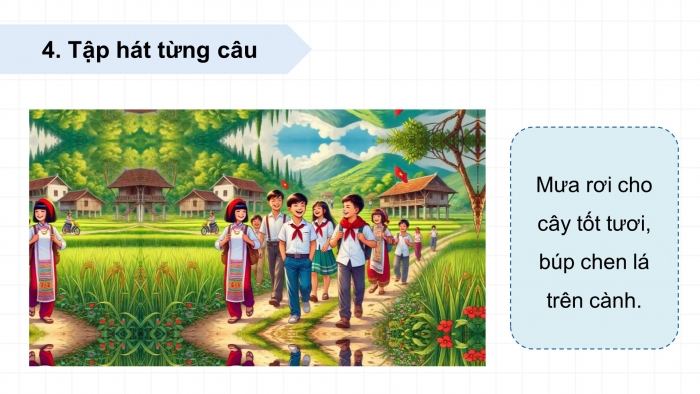 Giáo án điện tử Âm nhạc 5 cánh diều Tiết 27: Hát Mưa rơi