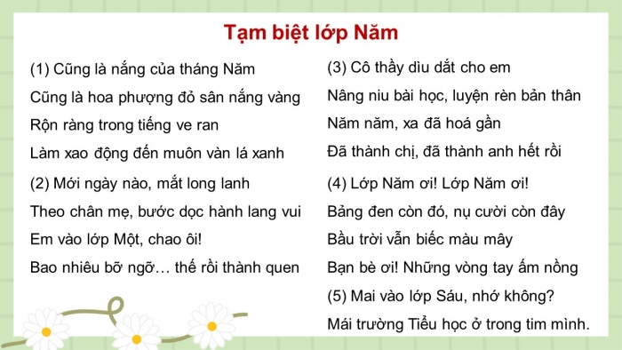 Giáo án điện tử Tiếng Việt 5 chân trời Bài Ôn tập cuối năm học (Tiết 1)