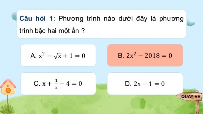 Giáo án điện tử Toán 9 cánh diều Bài 2: Phương trình bậc hai một ẩn (P2)