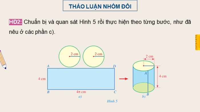 Giáo án điện tử Toán 9 cánh diều Bài 1: Hình trụ