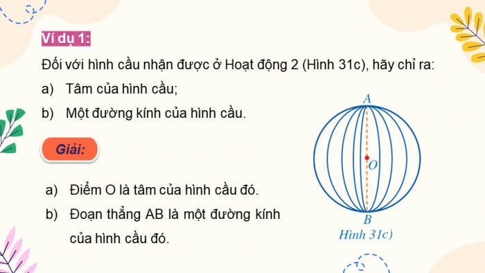 Giáo án điện tử Toán 9 cánh diều Bài 3: Hình cầu