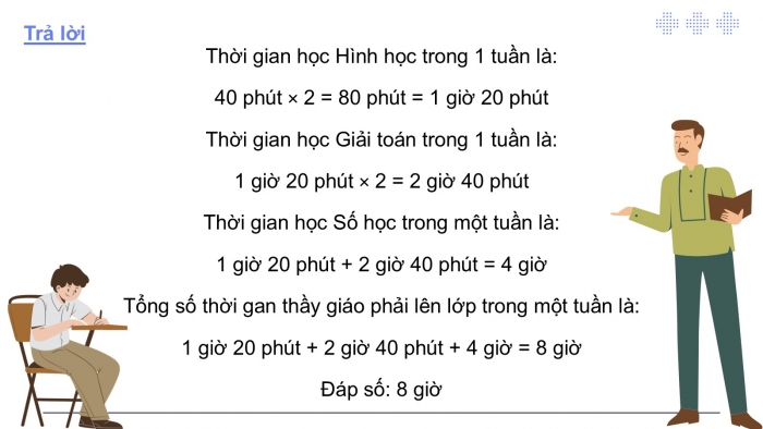 Giáo án PPT dạy thêm Toán 5 Chân trời bài 80: Nhân số đo thời gian