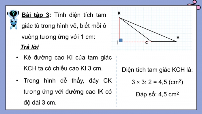 Giáo án PPT dạy thêm Toán 5 Cánh diều bài 51: Diện tích hình tam giác