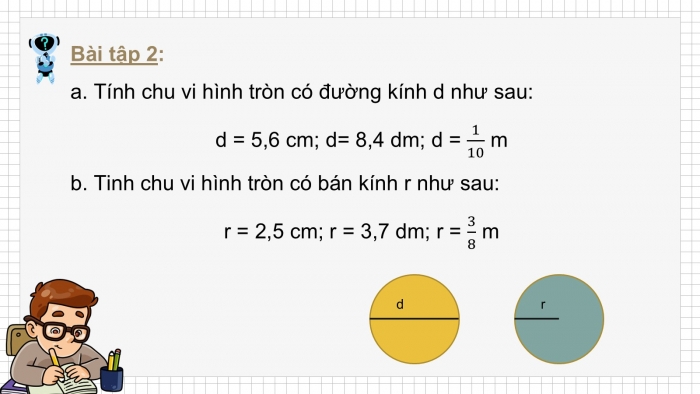 Giáo án PPT dạy thêm Toán 5 Cánh diều bài 55: Chu vi hình tròn