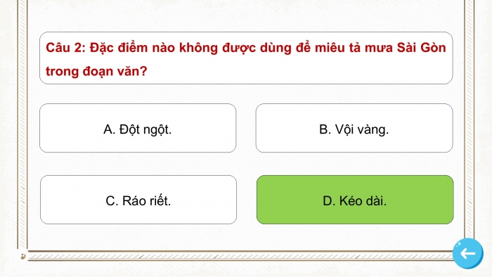 Giáo án PPT dạy thêm Tiếng Việt 5 cánh diều Bài 11: Mưa Sài Gòn, Luyện tập tả phong cảnh (Thực hành quan sát)