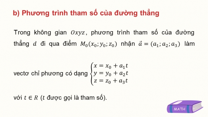 Giáo án PPT dạy thêm Toán 12 chân trời Bài 2: Phương trình đường thẳng trong không gian