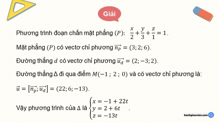 Giáo án PPT dạy thêm Toán 12 chân trời Bài 2: Phương trình đường thẳng trong không gian (P2)