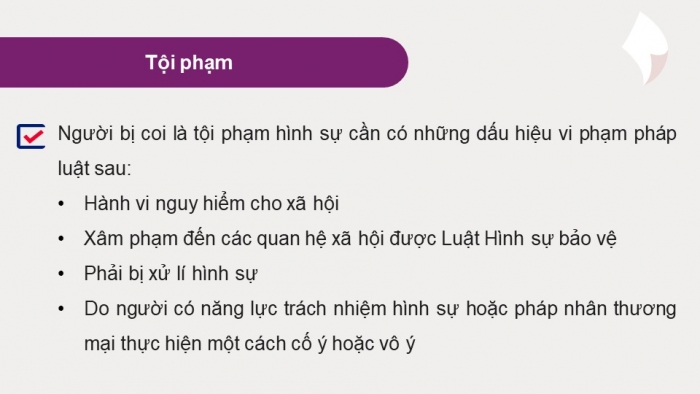 Giáo án điện tử chuyên đề Kinh tế pháp luật 10 chân trời Bài 6: Khái quát về pháp luật hình sự