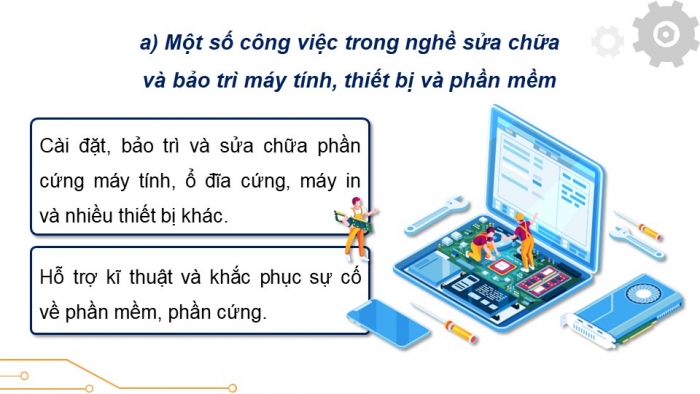 Giáo án điện tử Tin học ứng dụng 12 chân trời Bài G1: Nhóm nghề dịch vụ thuộc ngành Công nghệ thông tin