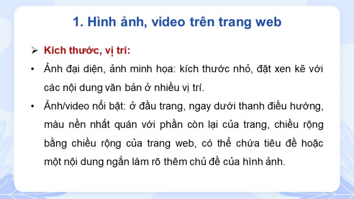 Giáo án điện tử Tin học ứng dụng 12 cánh diều Bài 5: Tạo nội dung hình ảnh cho trang web