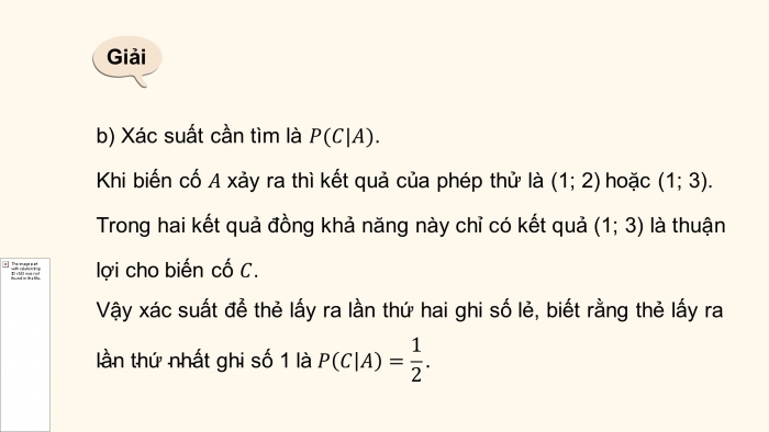 Giáo án điện tử Toán 12 chân trời Bài 1: Xác suất có điều kiện