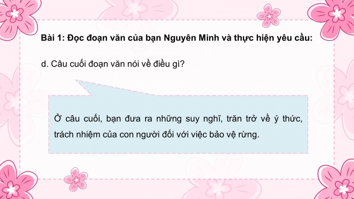 Giáo án điện tử Tiếng Việt 5 chân trời Bài 1: Đoạn văn thể hiện tình cảm, cảm xúc về một câu chuyện