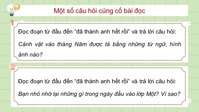 Giáo án điện tử Tiếng Việt 5 chân trời Bài Ôn tập cuối năm học (Tiết 1)