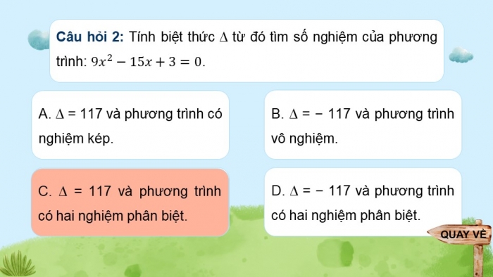 Giáo án điện tử Toán 9 cánh diều Bài 2: Phương trình bậc hai một ẩn (P2)