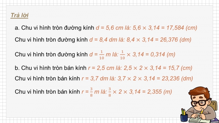 Giáo án PPT dạy thêm Toán 5 Cánh diều bài 55: Chu vi hình tròn