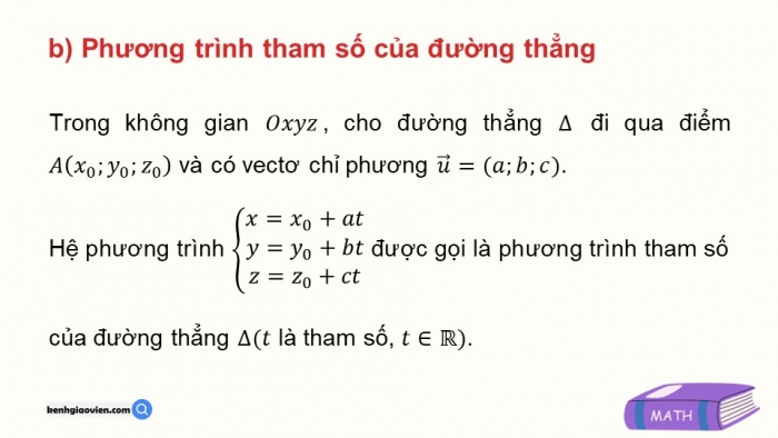 Giáo án PPT dạy thêm Toán 12 kết nối Bài 15: Phương trình đường thẳng trong không gian