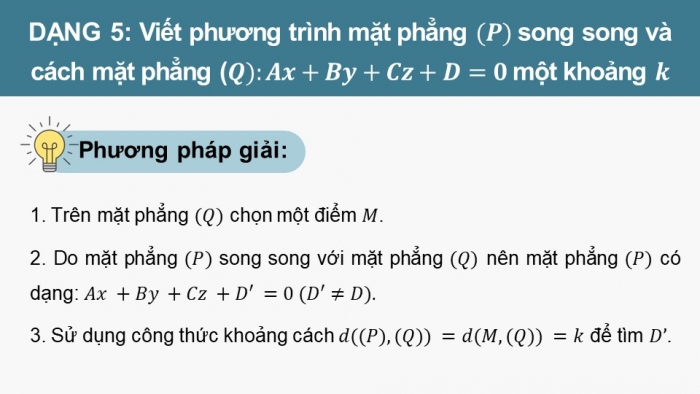 Giáo án PPT dạy thêm Toán 12 chân trời Bài 1: Phương trình mặt phẳng (P2)