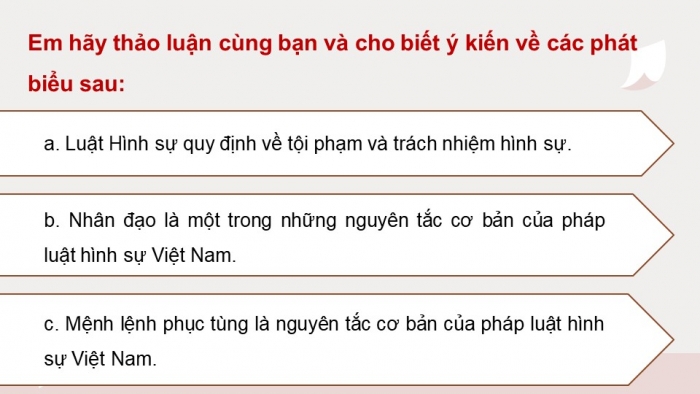 Giáo án điện tử chuyên đề Kinh tế pháp luật 10 chân trời Bài 6: Khái quát về pháp luật hình sự (P2)