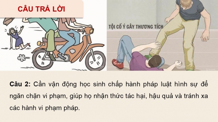 Giáo án điện tử chuyên đề Kinh tế pháp luật 10 chân trời Bài 7: Một số nội dung cơ bản của pháp luật hình sự liên quan đến người chưa thành niên phạm tội (P2)