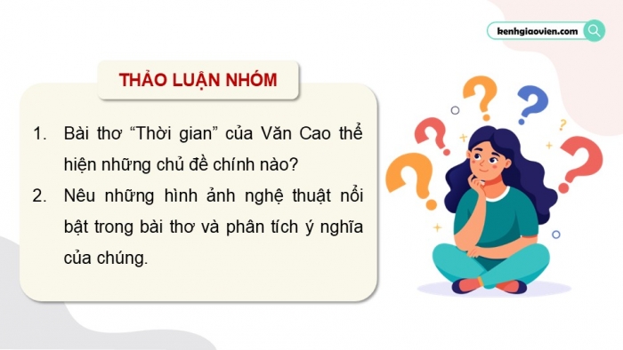 Giáo án PPT dạy thêm Ngữ văn 12 Cánh diều bài 8: Thời gian (Văn Cao)