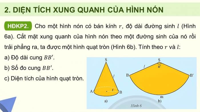 Giáo án điện tử Toán 9 chân trời Bài 2: Hình nón