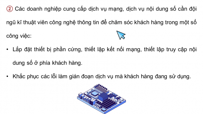 Giáo án điện tử Tin học ứng dụng 12 cánh diều Bài 1: Giới thiệu nhóm nghề Dịch vụ và Quản trị trong ngành Công nghệ thông tin