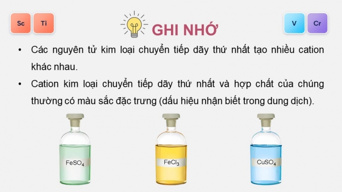 Giáo án điện tử Hóa học 12 cánh diều Bài 20: Sơ lược về kim loại chuyển tiếp dãy thứ nhất