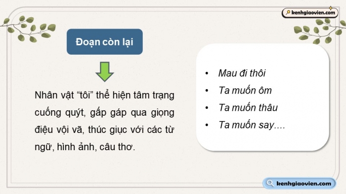 Giáo án PPT dạy thêm Ngữ văn 12 Kết nối bài 9: Vội vàng (Xuân Diệu)