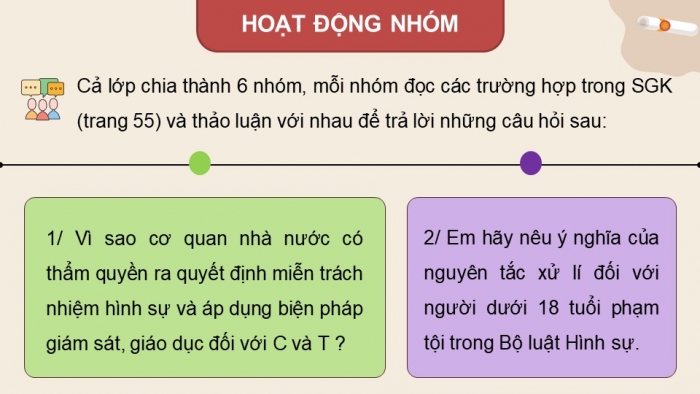 Giáo án điện tử chuyên đề Kinh tế pháp luật 10 kết nối Bài 7: Pháp luật hình sự liên quan đến người chưa thành niên