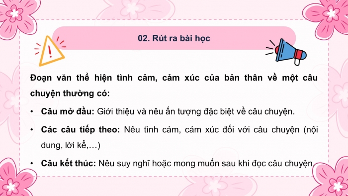 Giáo án điện tử Tiếng Việt 5 chân trời Bài 1: Đoạn văn thể hiện tình cảm, cảm xúc về một câu chuyện