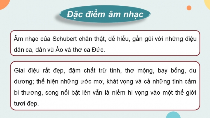 Giáo án điện tử Âm nhạc 9 chân trời Bài 19: Thường thức âm nhạc Nhạc sĩ Franz Schubert, Nghe nhạc Serenade