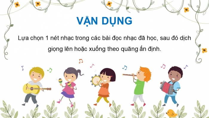 Giáo án điện tử Âm nhạc 9 chân trời Bài 21: Lí thuyết âm nhạc Sơ lược về dịch giọng