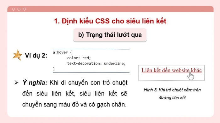 Giáo án điện tử Tin học ứng dụng 12 chân trời Bài F10: Định kiểu CSS cho siêu liên kết và danh sách