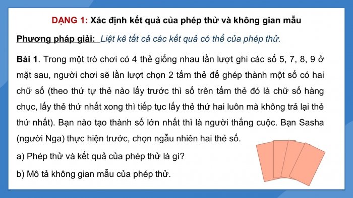 Giáo án PPT dạy thêm Toán 9 Cánh diều Bài 4: Phép thử ngẫu nhiên và không gian mẫu. Xác suất của biến cố