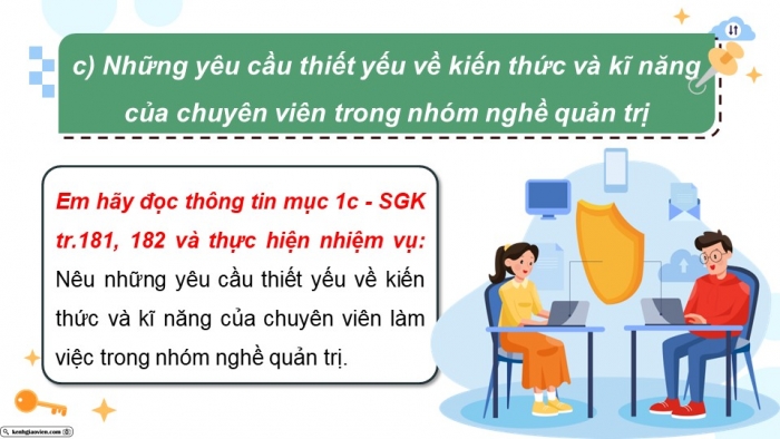 Giáo án điện tử Khoa học máy tính 12 chân trời Bài G2: Nhóm nghề quản trị thuộc ngành Công nghệ thông tin
