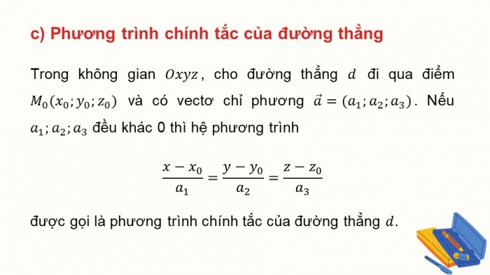 Giáo án PPT dạy thêm Toán 12 chân trời Bài 2: Phương trình đường thẳng trong không gian