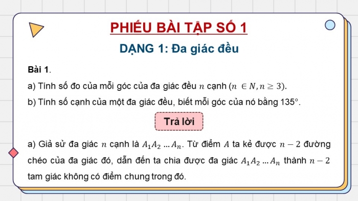 Giáo án PPT dạy thêm Toán 9 Chân trời bài 3: Đa giác đều và phép quay