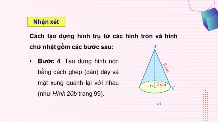 Giáo án điện tử Toán 9 cánh diều Bài 2: Hình nón