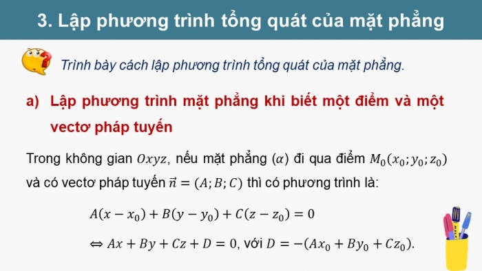 Giáo án PPT dạy thêm Toán 12 kết nối Bài 14: Phương trình mặt phẳng