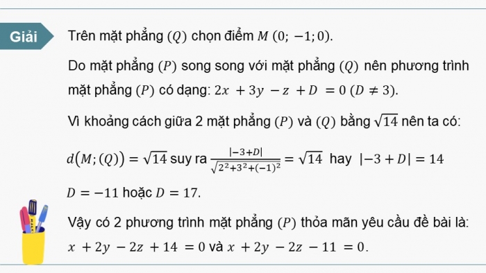 Giáo án PPT dạy thêm Toán 12 chân trời Bài 1: Phương trình mặt phẳng (P2)