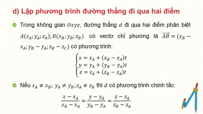 Giáo án PPT dạy thêm Toán 12 chân trời Bài 2: Phương trình đường thẳng trong không gian