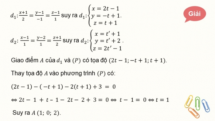 Giáo án PPT dạy thêm Toán 12 chân trời Bài 2: Phương trình đường thẳng trong không gian (P2)