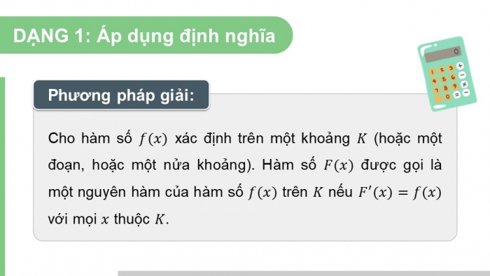 Giáo án PPT dạy thêm Toán 12 cánh diều Bài 1: Nguyên hàm