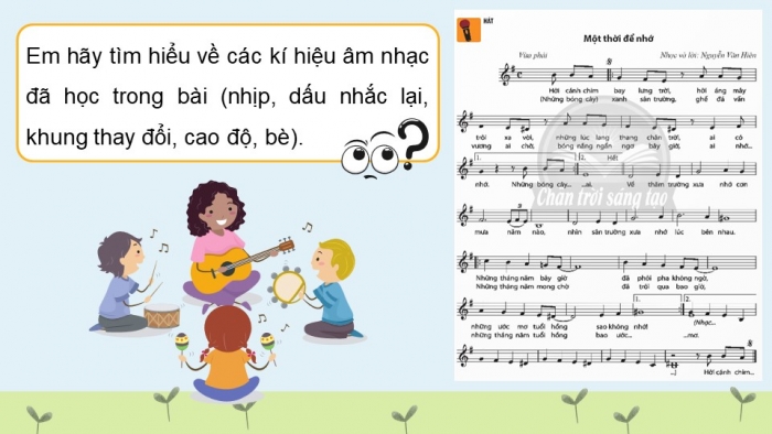 Giáo án điện tử Âm nhạc 9 chân trời Bài 20: Hát Một thời để nhớ, Nhạc cụ thể hiện giai điệu Bài thực hành số 5