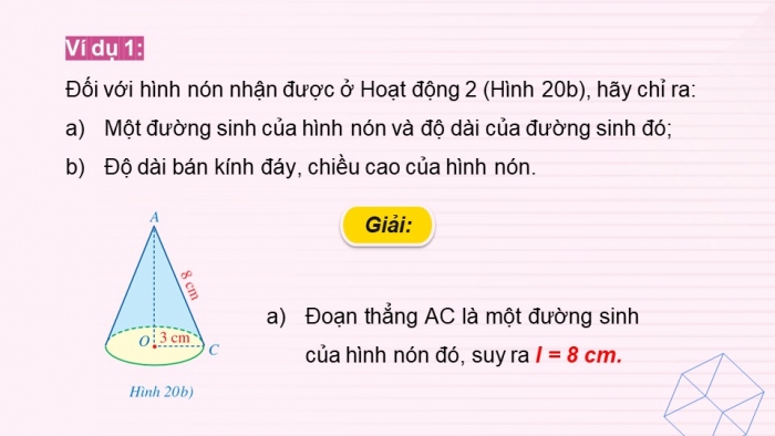 Giáo án điện tử Toán 9 cánh diều Bài 2: Hình nón