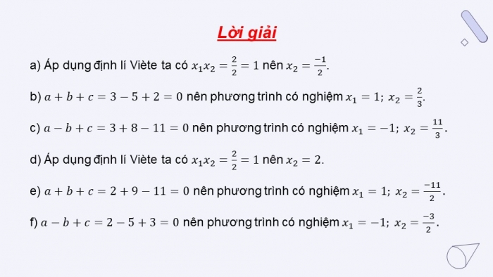 Giáo án PPT dạy thêm Toán 9 Chân trời bài 3: Định lí Viète