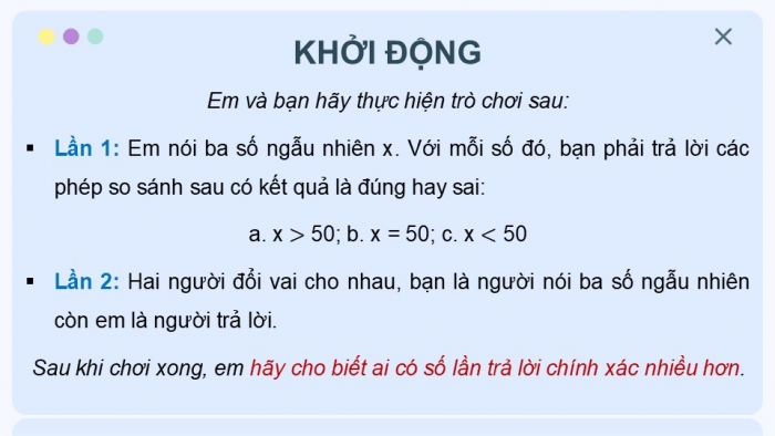 Giáo án điện tử Tin học 5 cánh diều Chủ đề F Bài 11: Các phép so sánh