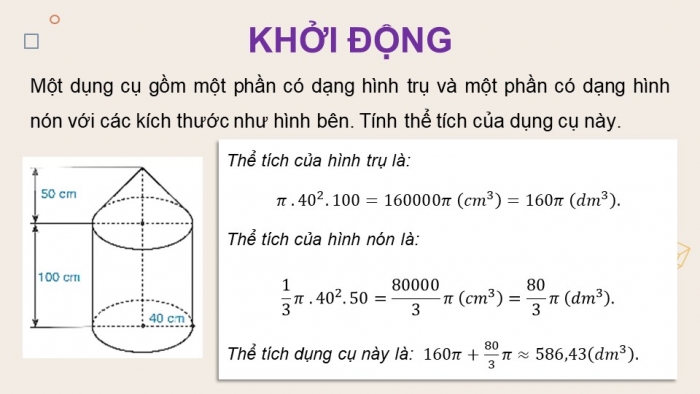 Giáo án PPT dạy thêm Toán 9 Kết nối bài 31: Hình trụ và hình nón