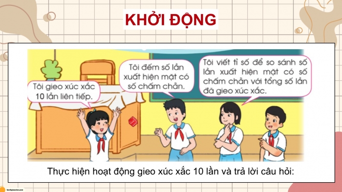 Giáo án điện tử Toán 5 cánh diều Bài 81: Mô tả số lần lặp lại của một kết quả có thể xảy ra trong một số trò chơi đơn giản